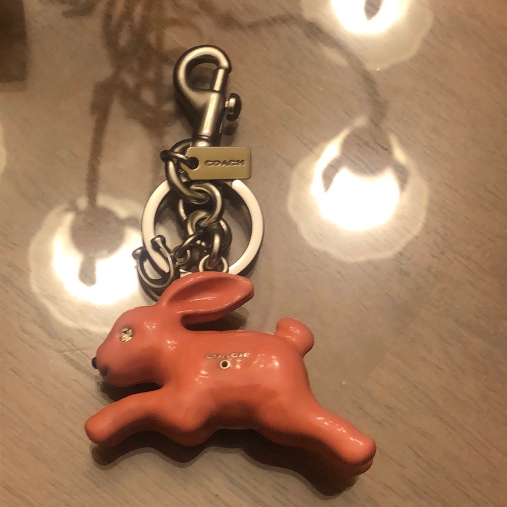 Coach Coral Rabbit Keychain